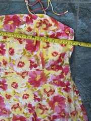 Old Navy Mini Dress XL Yellow Pink Floral Spaghetti Straps Linen Blend Pockets