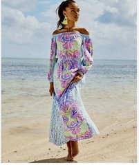 Lilly PULITZER Small BRIA OFF THE SHOULDER MAXI DRESS SHELLABRATION RARE