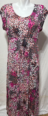 Carole Hochman Women PM Petite Medium Rayon Maxi Dress Pink Gray 2 Side Pockets