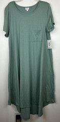 Lularoe Solid Green Carly 2XL 22/24 XXL 2X Vintage Retired Chest Pocket