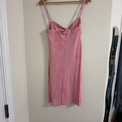 Tommy Bahama Pink Grey Floral Damask Twist Front Midi Sundress Womens Size M