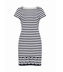Talbots Women&rsquo;s MP Stripe Knit Shift Dress Lace Hem Casual Nautical Preppy NWT