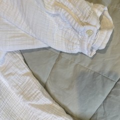 LOFT White Shift Dress Cotton Crinkle Square Neck 3/4 Sleeve Ruffle Hem XL