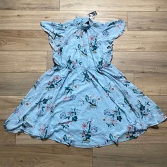 Torrid Womens Floral Mini Chiffon Smocked Dress Size 1 Light Blue
