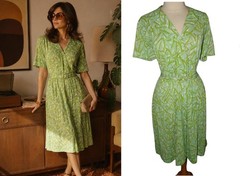 VTG 60s 70s FLORAL PUCCI SLINKY JERSEY SEXY WAISTED DRESS M L