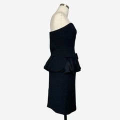 Vintage 90s AJ Bari Black strapless sweetheart peplum jeweled mini dress XXS/XS