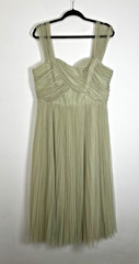 ASOS Design Sage Green Tulle Bridesmaid Midi Dress UK 16 Pleated Tie Back Formal