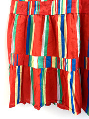J Crew Red Multicolor Striped Tiered Cotton Maxi Dress V-Neck Boho Sundress Sz S