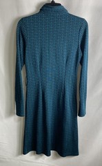 Vertigo Paris Women&rsquo;s Blue Black Geometric Long Sleeve Button Dress Size M
