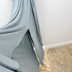Lulus Surplice Stretch Jersey Knit Maxi Dress Side Slit Dusty Mint Medium NWT