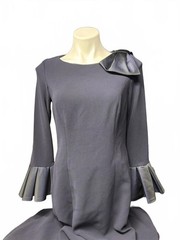 Rickie Freeman Teri John Size 4 Navy Long Sleeve Gown with Flared Cuffs