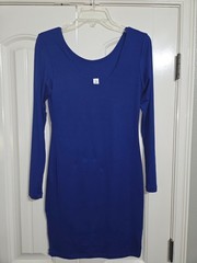ADC Women&rsquo;s Blue Long Sleeve Bodycon Dress Size Medium Stretch Scoop Neck