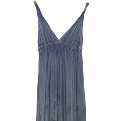 Gypsy 05 Gray 100% Cotton Metallic Silver Paisley Ombre Maxi Dress Medium