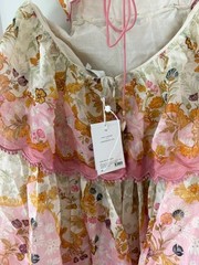 Zimmermann Laurel Frill Midi Dress US Size 12 NWT! Pink Green Floral Color