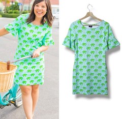 Sailor Sailor Palm Tree Preppy Ruffle Sleeve Packable Vacation Dress Size XS