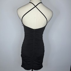 OLIVACEOUS Black Bodycon Ruched Halter Cutout Short Mini Dress Small NWOT Sexy