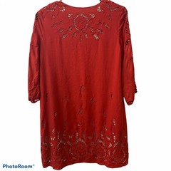 Alice & Olivia Morgana Red Embroidered Eyelet Shift Dress Size XS