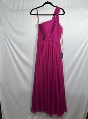NWT $498 IEENA Mac Duggal [ 6 ] Strappy One Shoulder A Line Gown Magenta #Q702