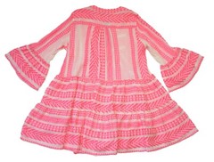 NWT Devotion Twins Ella Tunic in Neon Pink Off-White A-line Tiered Mini Dress L