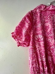 Preppy Girl Palm Beach Pink & White Ruffle Lined Cotton Dress, Size: XS