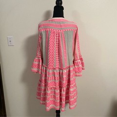 Devotion Dress Women&rsquo;s Size Small White Pink Ella Mini Dress Tiered Embroidered