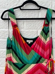 Monsoon Multicoloured Chevron Midi Dress Size Large