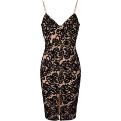 Lovers + Friends Black Lace Nude Bustier Midi Dress XXS New