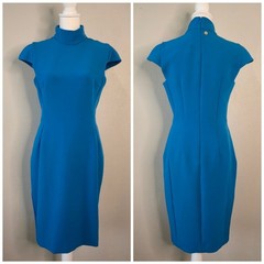Fitted Flattering Versace Collection Crepe Sheath Dress Medusa Coin 44 Elegant