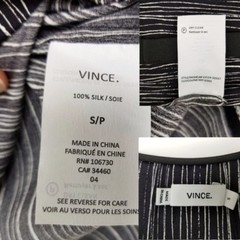 Vince Silk Wavy Stripe Shirt Dress Tunic S New Oversized Striped Black
