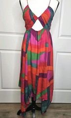 Anthropologie Alani Maxi Cover Up Dress Asymmetrical Hem Strappy Back Size XS