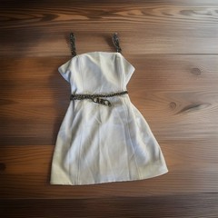 MICHAEL Michael Kors White Chain Strap Mini Dress Sweetheart Neck Sleeveless 8