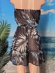 NWT Cupshe Black With Blue Gray Floral Pattern Short Cover Up Dress Size Medium