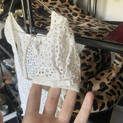 VINTAGE COLLETTE DINNIGAN Designer White Lace Coquette Babydoll MiniDress XXS-X