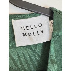 Hello Molly Heart Eyes Emerald Green Satin Palm Print Long Sleeve Mini Dress 12