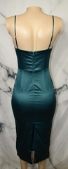 EMVIE&rsquo;S FASHIONS Green Stretch Satin Midi Dress Medium Thin Adjustable Straps