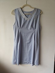 Women&rsquo;s Light Blue V Neck Sleeveless Mini Dress Embroidered 2XL