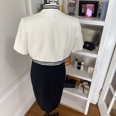 Vintage Liz Claiborne, Black And White Ric Rack Dress W Bolero Jacket 14 Petite