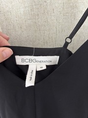 BCBGeneration Black Pleated V-Neck Maxi Dress 12 Adjustable Spaghetti Straps