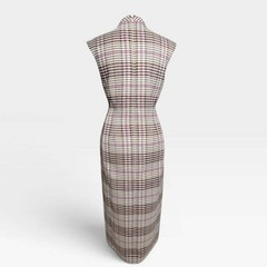 Ann Taylor Size 8 Plaid Midi Sleeveless Burgundy Tan A-Line Lined Office Dress