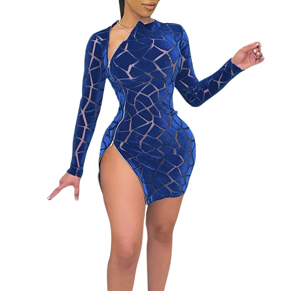 Sedmoda Womens Bodycon Velvet Mini Dress