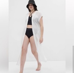 GAP NWT Button Down Voile Dolman Shirtdress – White – Size Large