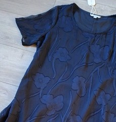 MSGLAMOR Dark Blue Sheer Applique Flared Dress BNWT Party Evening Party UK10/12