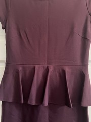 Saks Fifth Ave Red Label Peplum Short Dress Burgundy Stretch Short Sleeve M