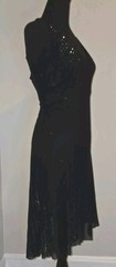 Andrea Smith Petites Sz 6 Black Sleeveless Chiffon Sequin Fit Flare Dress Formal