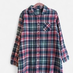 Woolrich plaid flannel shirt dress 100% cotton red white green cozy women L