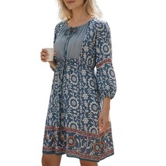 Tolani Floral Border Dress Womens Small Silk Smocked Boho Peasant Mixed Print