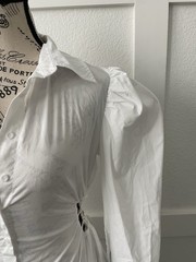 Here & Mine Collared Ruched Puff Sleeve ButtonDown Dress Size S