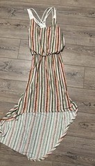Nwt Bright Vertical Stripes Ina Fashion USA Maxi High Low Dress Medium