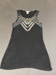 Vertigo Paris Beaded Sequin Open Knit Sleeveless Dress Acrylic Nylon Size Medium