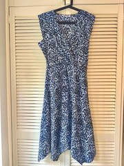 Walter Baker Blue Animal Print Midi Dress UK 10 Wrap Style Wedding Guest Smart